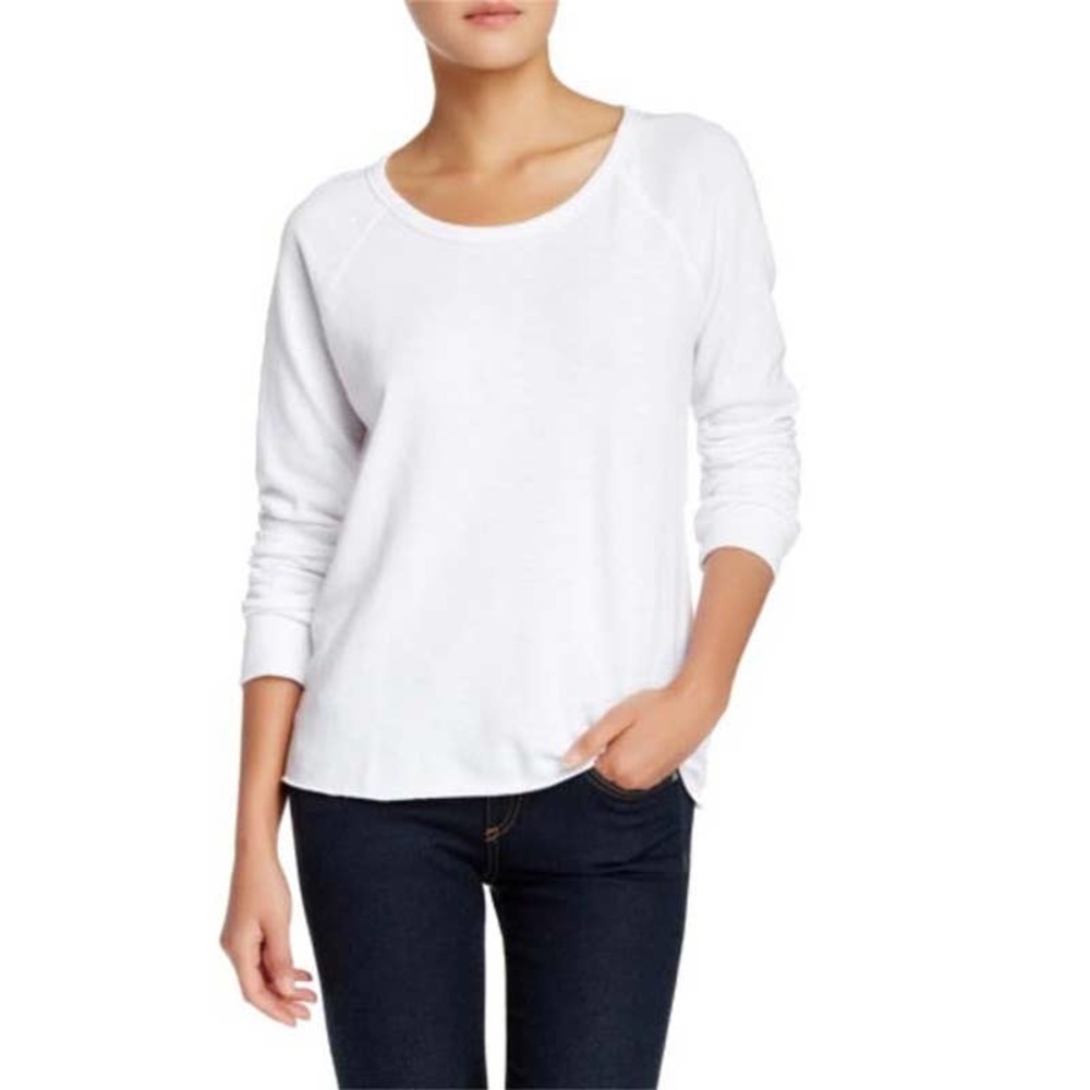 James Perse White Round Neck Sweater 1 SMALL